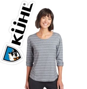 KÜHL- LAUREL 3/4 length gray/white striped top